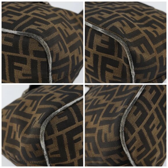 FENDI Zucca Canvas Mamma Baguette Shoulder Bag Black Brown Silver Auth 150142 - Picture 13 of 16
